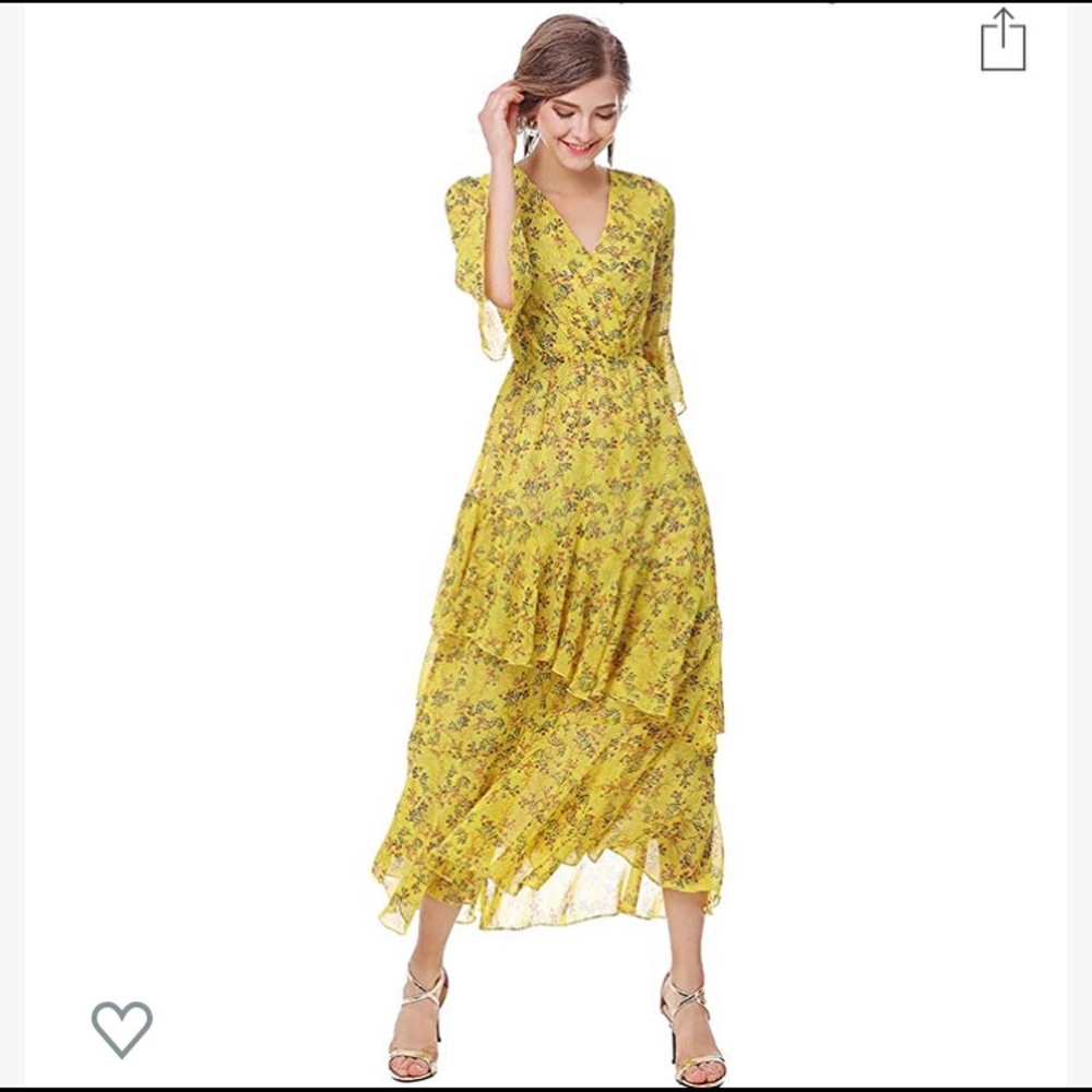 Boho floral dress. Yellow. Size small.